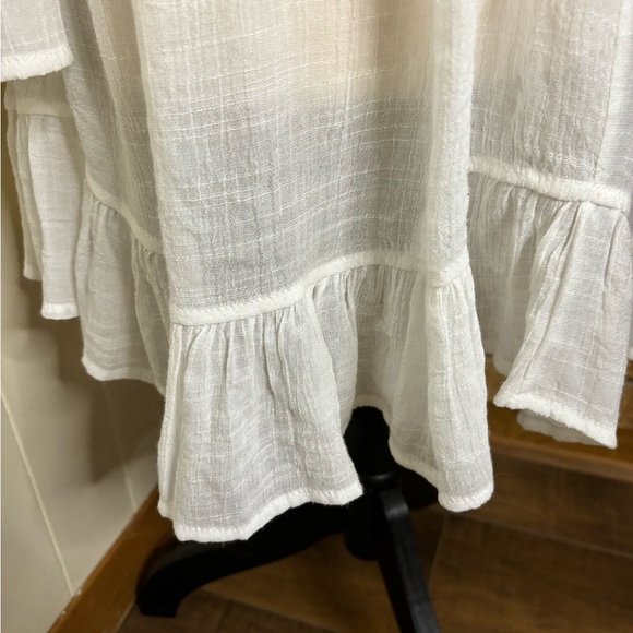 White Indigo Soul Boho Top with Bell Sleeves, Size L - Picture 14 of 14